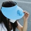1pc fan cap,Summer sunshade and sunscreen fan
