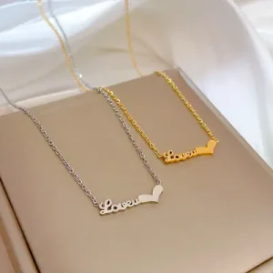 love Necklace Gold Plated Titanium Steel