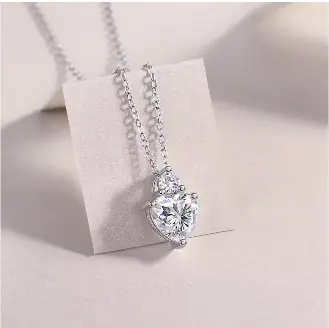 2ct Heart Cut Moissanite Pendant Necklace Women Gemstone 925 Sterling Silver Necklace Classic Gem Necklace